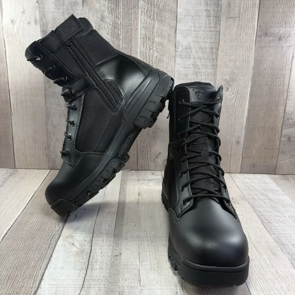 Bates Tac Sport Men's 9.5 Tactical Duty Leather Boots 8 Inch Zip Soft Toe Black